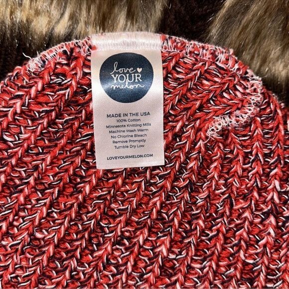 Love Your Melon OS Red Blue White Chunky Knit Slouchy Beanie Hat main image 8